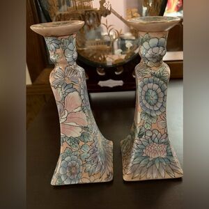 Vintage Chinese Ceramic Candle Holders
